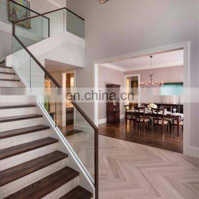 luxury high quality wood handrail railing balusters stair glass handrails for stairs