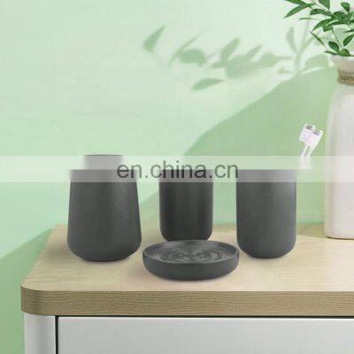 Modern new design style high quality black green ceramic household  and hotel bathroom accessories set four-piece