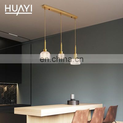 HUAYI New Arrival Crystal Cooper Color Modern Indoor Hotel Living Room E14 Hanging Pendant Lights