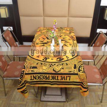Indian Cotton Table Cloth Yellow Color Compass Zodiac Print Dinning Table Cloth Vintage Wall Hanging Throw Bed Sheet Cover TC59 photo-4