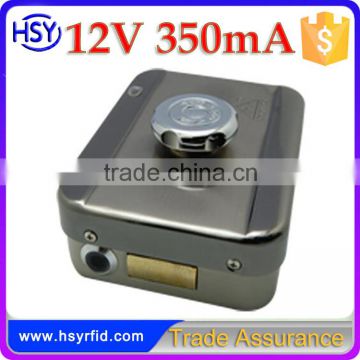 Hot selling 12V 350mA Mute electric rim lock with 3 keys