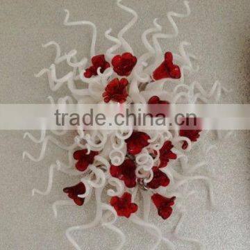 Decorative Art Glass Red Rose Wall Light