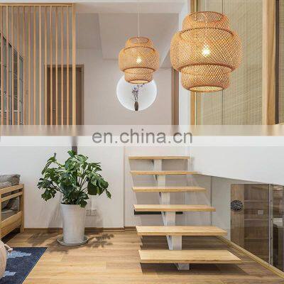 New Nordic Modern E27 Bamboo Chandeliers Bedroom Living Room Hand Woven Pendant Lamp Hand Woven Rattan Hanging Light