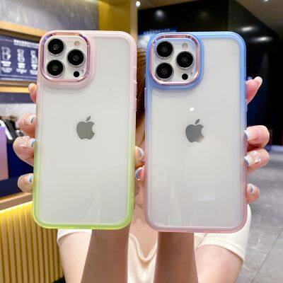 Ins Simple Gradient Color For Apple 13/12/11 Phone Case For I Phone 14 Pro Max Transparent Soft Rainbow Case 7/8 PLUS photo-5