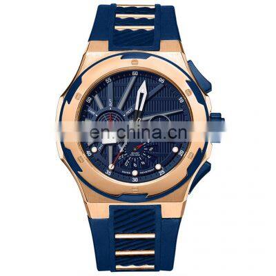 New Design Blue Dial Wrist Watches Fashion Silicone Band Man Sports Wristwatches High Quality Brand Watch