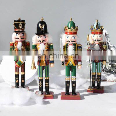 30cm Wooden Nutcracker Soldier Christmas Tree Hanging Decor Nutcracker Puppet Xmas Wooden Pendants For New Year Home Ornaments