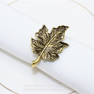 Top Selling Antique Metal Leaf Design Tabletop Accessories Napkin Ring for Party Use Table Decoration photo-3