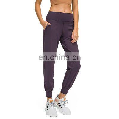 1pcs custom logo 80%Nylon 20% spandex buttery soft V high waist workout fitness yoga jogger pants leggings for women