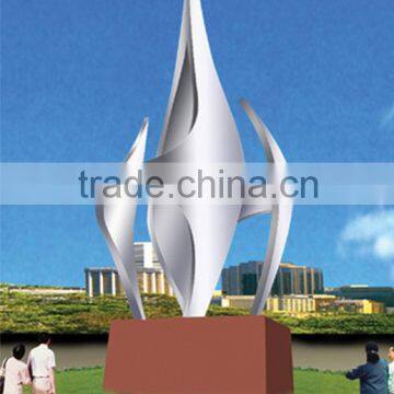 Public modern abstract flower stainless steel polished statue