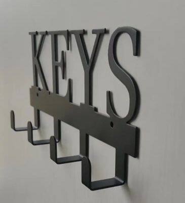 Wall Mounted Carbon Steel Rack Key Holder Home Decorative Wall Hooks Rail Hooks Rails Rack Black Hat Metal Hooks photo-3