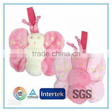 Pink Plush baby crib toy set stuffed butterfly