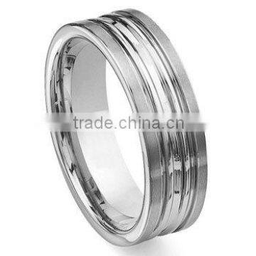 Tungsten Carbide Double Ribbed Wedding Band Ring, Fashion Polished Tungsten Ring For Men