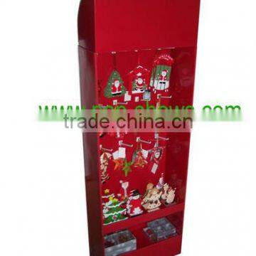 Christmas Red Cardboard display standing Wtih Plastic Hooks for retail