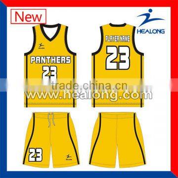 wholesale orange designs for blue basketball jersey yellow color