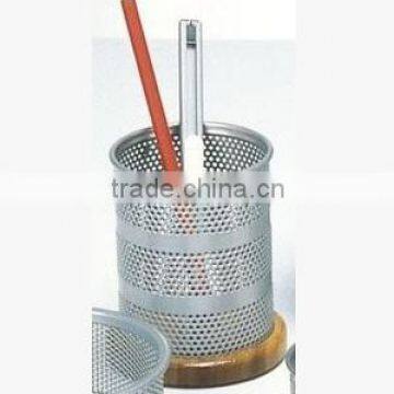 AN305 ANPHY Wooden Base Pencil Cup Stationery Holder Mental Wire Mesh 10*9cm