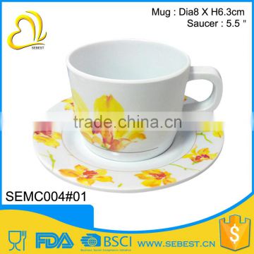 novelty custom printed melamine round tea cup sets