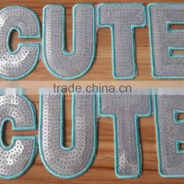 2015 New Arrive Heat Seal " CUTE" Letter Emboridery Patches - S1430 photo-4