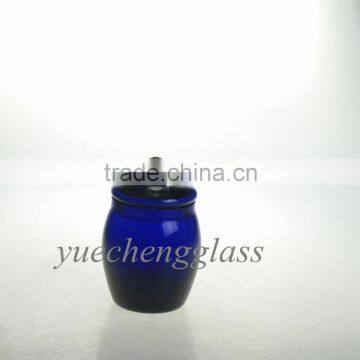 Blue mini glass candy jar with lid wholesale