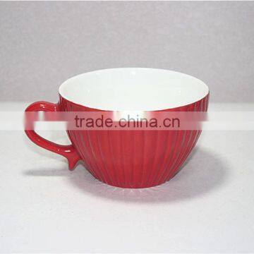 14oz bright red ceramic porcelain pumpkin shape coffee cup