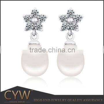 CYW China popular 925 sterling silver imitation pearl earrings jewelry wholesale