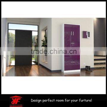 Corner Space Saving Modern Tall High Gloss Shoe Cabinet
