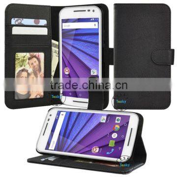 cute card holder wallet case for moto g3 magnetic , flip cover for moto g3 phone case