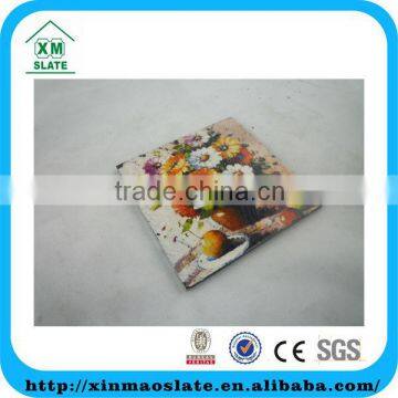[factory direct]10x10cm Cut Edge Set of 4 Printed Slate Painting Item SBH-1010SG1AW