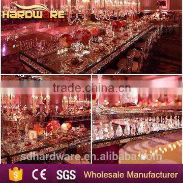 Glass Top Banquet Table Crystal Chandelier Pendant Wedding Table photo-5