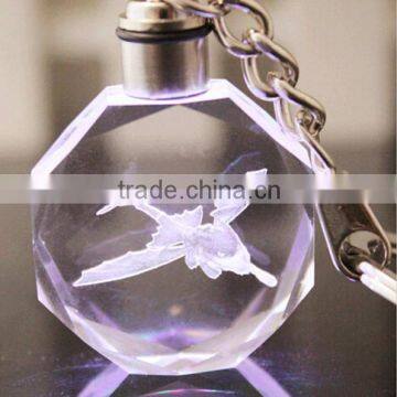 Fashion 3D laser engraving logo crystal keychain