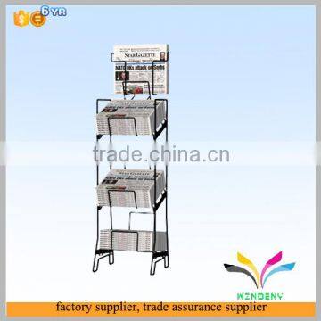 Shop floor type wire sample display metal racks for sale newspapers