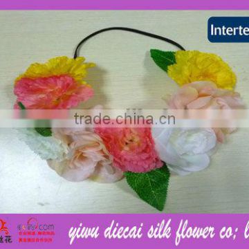 Artificial real fabric flower/plastic leaf garland