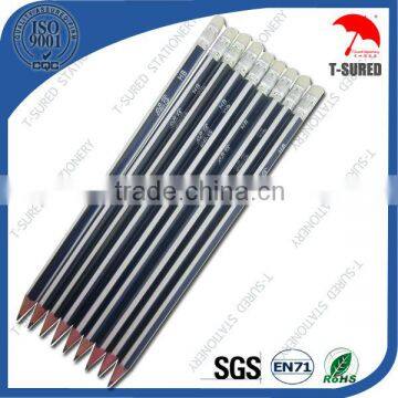 7 Inches Triangle Shape Stripe Eraser HB Pencils