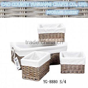 natural wicker storage basket with lining