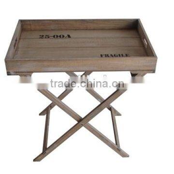 Antique solid wooden serving tray with wooden stands