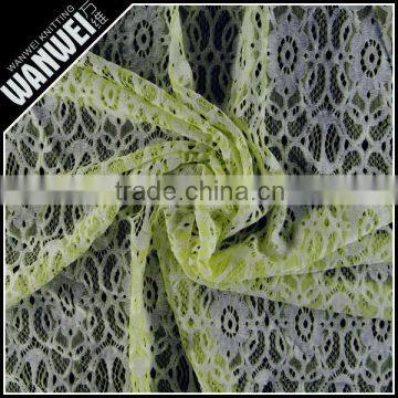 Nylon Polyester Lyca Fabric Lace Textile in Double Color Orange White Fabrics for Wedding Dress