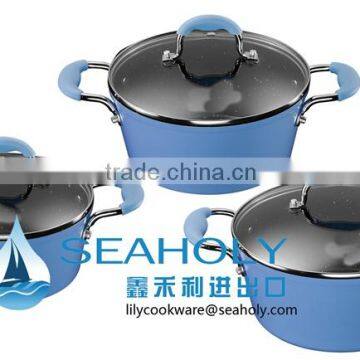 Germany quality 6 pcs Aluminum Ceramic Marble Stone Forge Pot Set/stock pot set /induction pot set/ Casserole