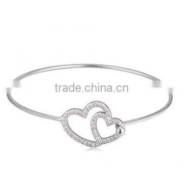 In stock marvelous gorgeous delicate rhinestone heart bracelet, double heart bracelet, jaipur rhinestone crystal bangles