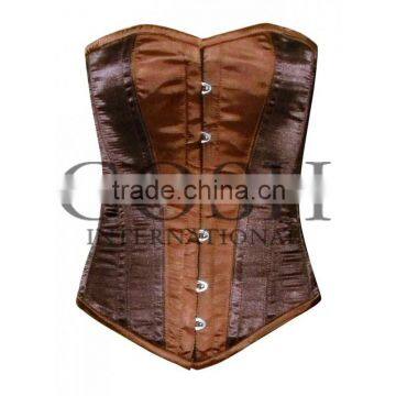 Overbust corset in brown 2 tones of Satin Ci-1117