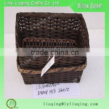 Mini rectangular wicker storage basket for decor