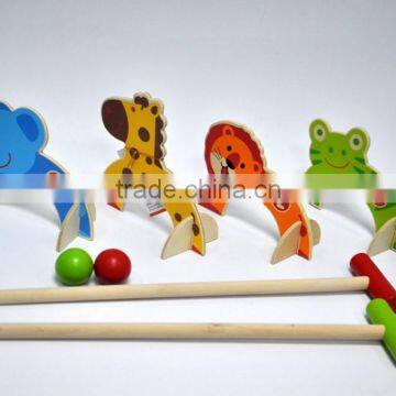 For Kids Garden Game Wooden Animal Croquet Set Wooden Toys