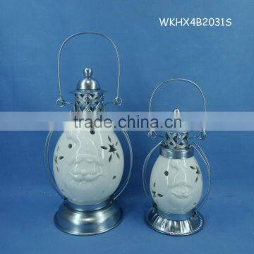 Decorative ceramic material LED camping lantern