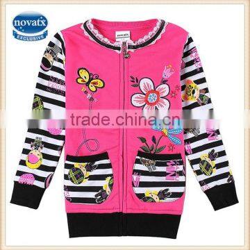 2-6y (F5738D) 2015 Newest winter fancy jackets kids wear nova factory embroidery cotton child girl coats jackets