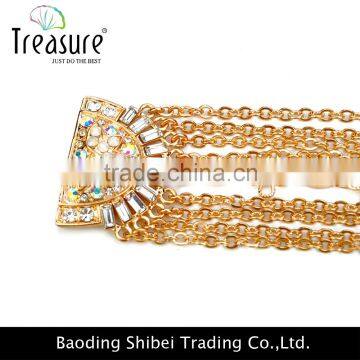 2016 Dubai gold plating chain bracelet with rhinestone mosaic for elegant women wholesale