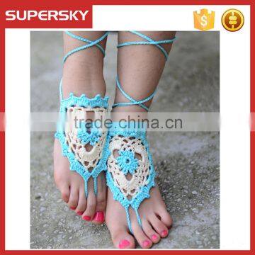 V-989 Beach Crochet Infinity Barefoot Sandals Toe Foot Bracelets Crochet Sexy Barefoot Sandal Crochet Foot Ankle Chain Toe