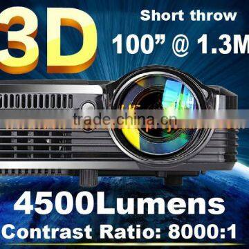 DEFI 4500 lumens short focus projector,osram lamp portable full hd 3d dlp projector