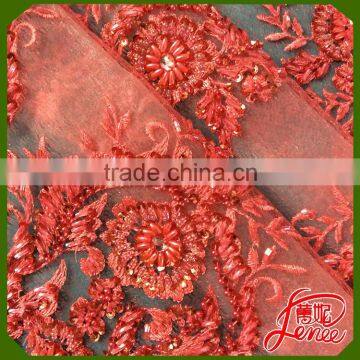 PROFESSIONAL MANUFACTURER MESH EMBROIDERY FABRIC WITH SEQUINED BEADS