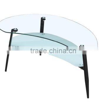 New shape cheap clear&frosted glass coffee table