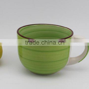 stoneware handpainting 400cc soup mug, ceramic cup, stoneware mug
