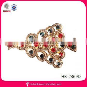 China wholesale fancy colored rhinestone Christmas tree hair snap clips