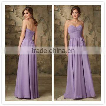 Latest dress designs for bridesmaid Real sample lilac long chiffon bridesmaid dress pattens 2015 ( BDAL-5008)